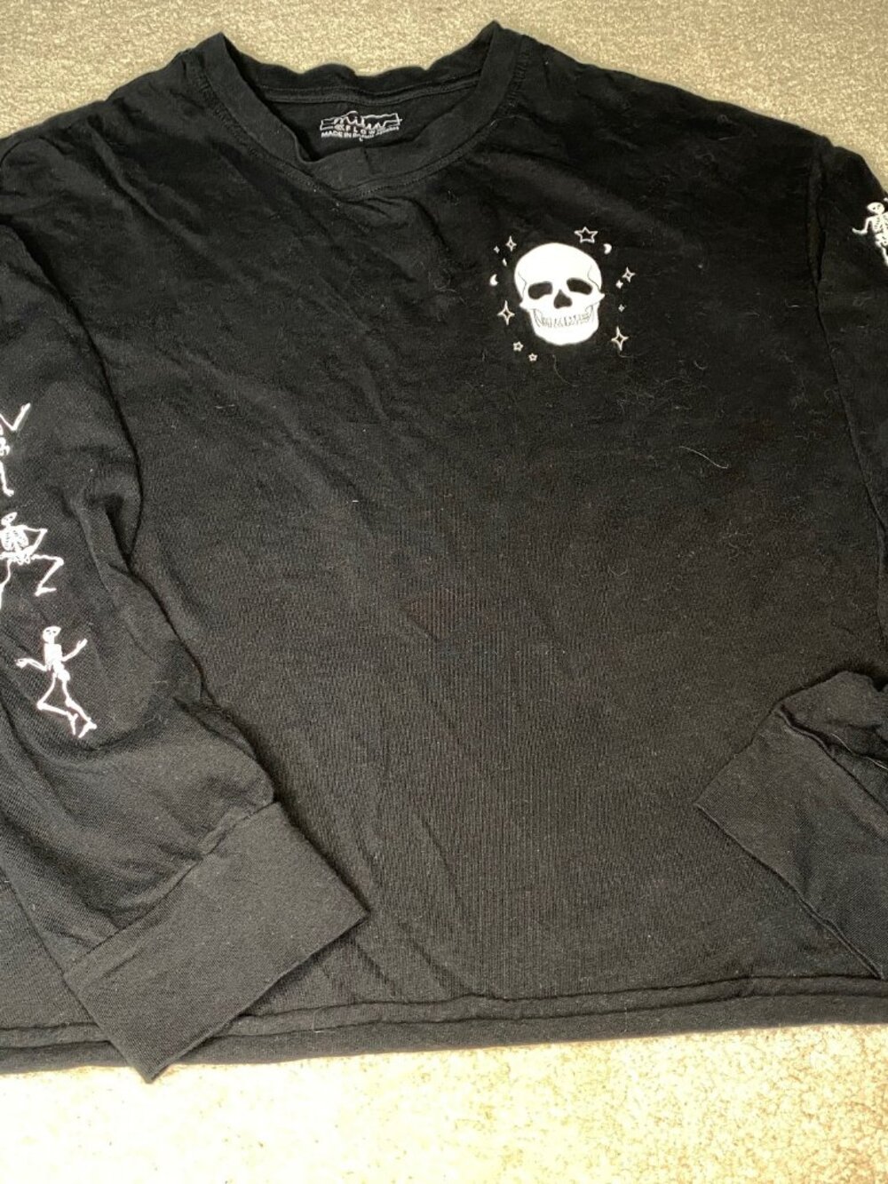 Halloween Miken Flow Sz: Lg 10-12 Girl Black with Skeletons Long Sleeve T-Shirt
